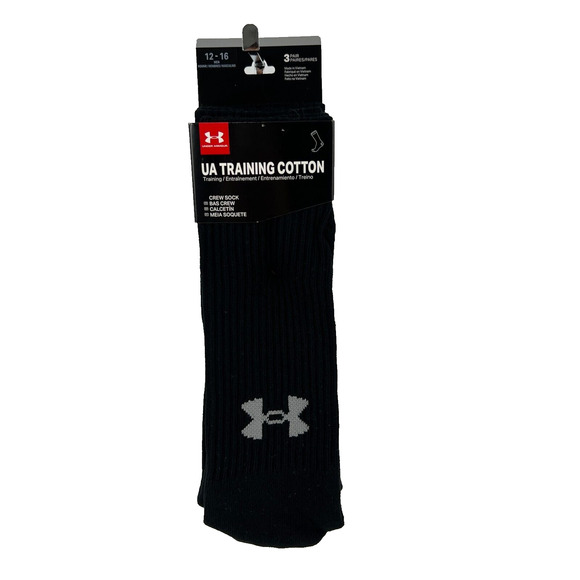 Under Armour Men’s Training Cotton Socks 3 Pairs Crew Black Shoe Size 12 –16 NWT - Picture 6 of 13
